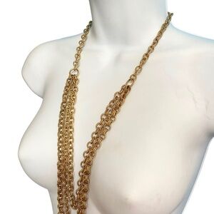 Goldtone Chain Triple Layered Necklace
